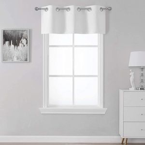 SeeGlee Pure White Kitchen Small Window Curtain Valance (36" W x 16" L)1 Valance